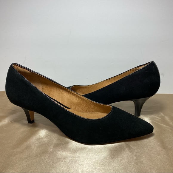 Clarks Shoes Clarks Indigo Sage Cooper Black Suede Pumps Kitten